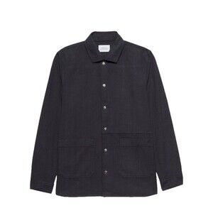 Maison Standards Felix Navy Cotton Overshirt Jacket Patch Pockets Size XL